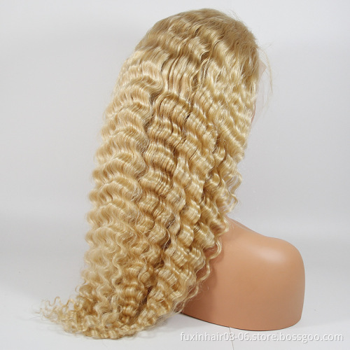 Human Hair 360 Lace Frontal Wig Transparent Blond 613 Virgin Raw Deep Wave Swiss Russian Woman Remy Hair Hair WEAVING ALL Colors